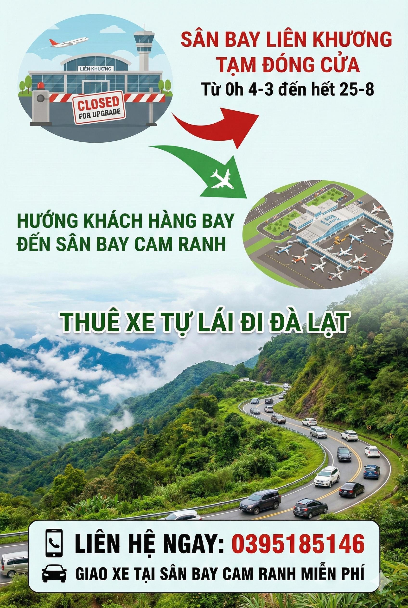 Du khách bay Cam Ranh đi Đà Lạt cần biết gì trong thời gian bảo trì sân bay.