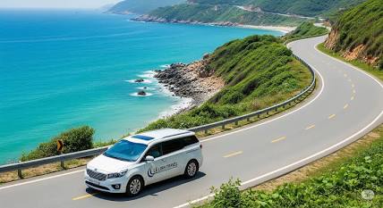Thuê xe tự lái giúp bạn tự do khám phá các cung đường ven biển Nha Trang, do AI tạo